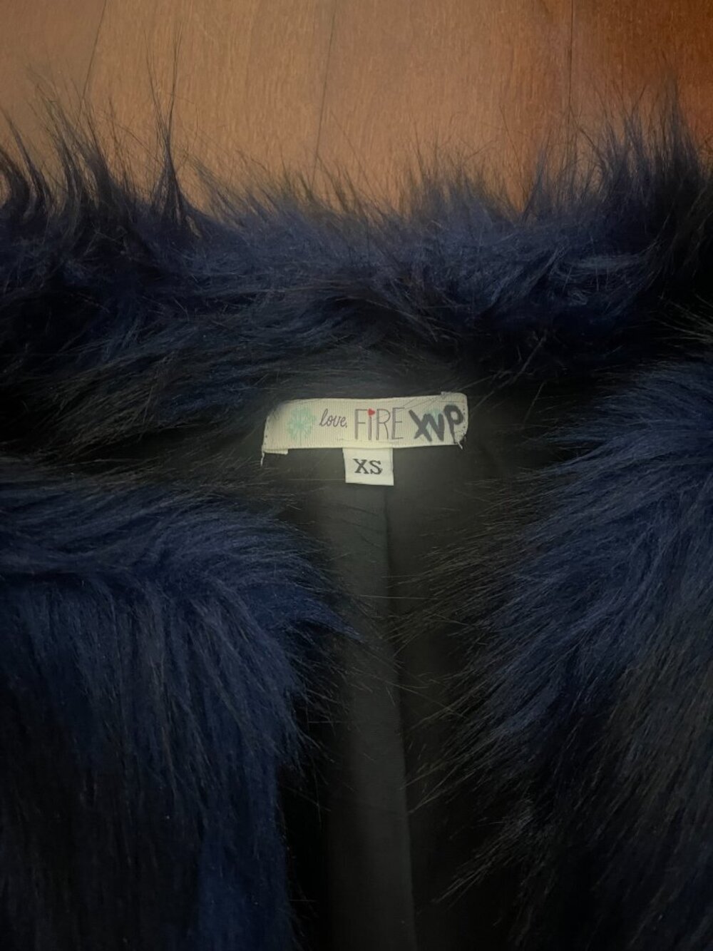 Midnight Blue Faux Fur Cropped Jacket XS Indie Sleaze Mob Wife - Picture 5 of 8